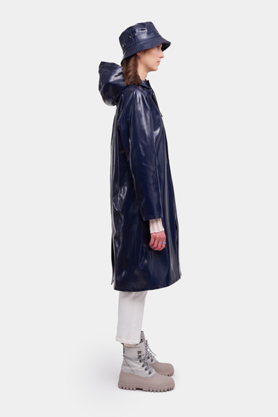 Shop Stutterheim Stockholm Long Opal Raincoat In Navy