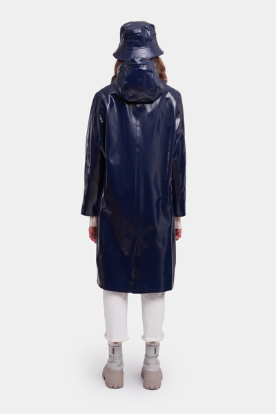 Stutterheim Stockholm Long Opal Raincoat In Navy