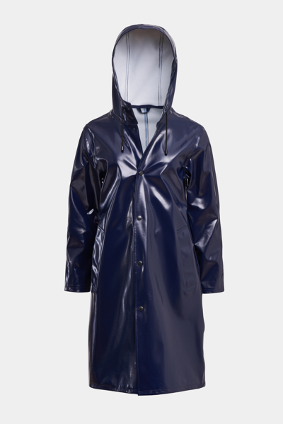 Stutterheim Stockholm Long Opal Raincoat In Navy