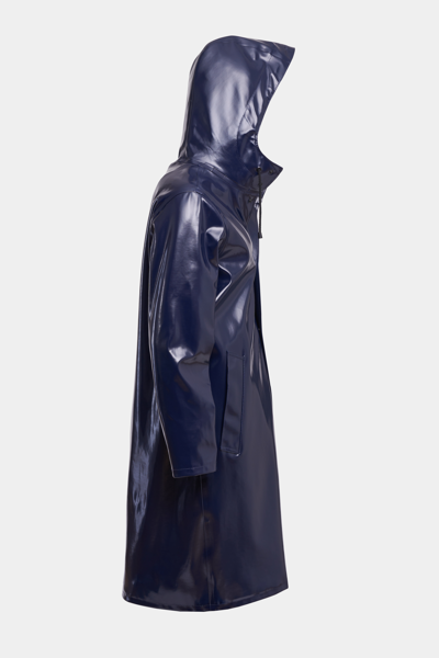 Shop Stutterheim Stockholm Long Opal Raincoat In Navy