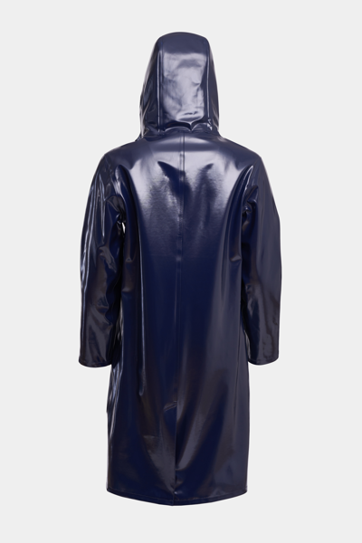 Shop Stutterheim Stockholm Long Opal Raincoat In Navy