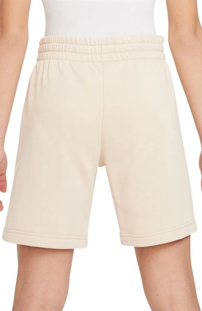 Shop Nike Kids' Sportswear Club Fleece French Terry Shorts In Sanddrift/ White