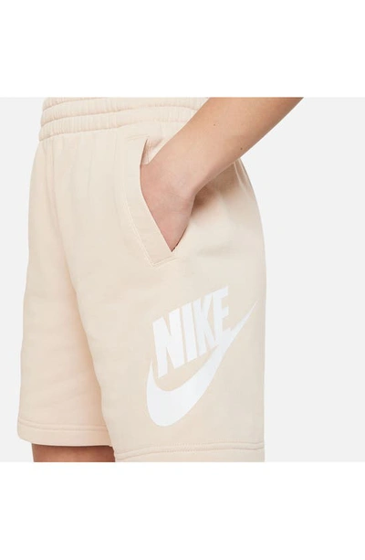 Shop Nike Kids' Sportswear Club Fleece French Terry Shorts In Sanddrift/ White