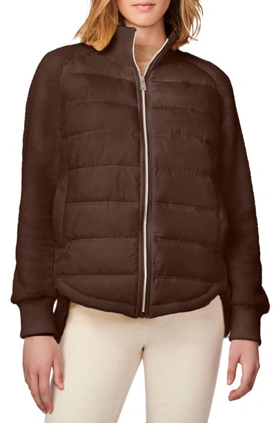 Bernardo Mixed Media Puffer Jacket In Espresso