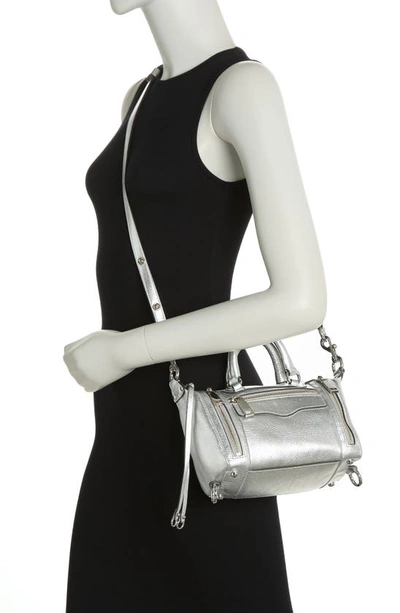 Shop Rebecca Minkoff M.a.b. Bittie Leather Crossbody Bag In Silver
