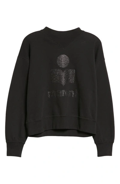 Shop Isabel Marant Étoile Moby Mock Neck Cotton Blend Logo Graphic Sweatshirt In Black