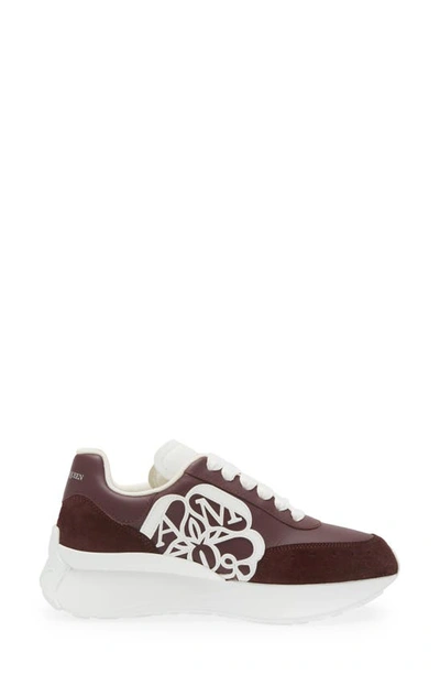 Alexander Mcqueen Seal Runner Sprint Sneaker In Burgundy/ White