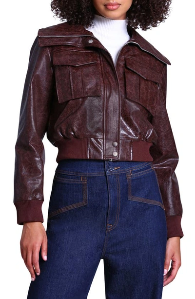 Shop Avec Les Filles Faux-ever Leather™ Crop Bomber Jacket In Tobacco