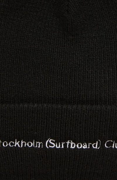 Stockholm Surfboard Club Embroidered Logo Beanie In Black