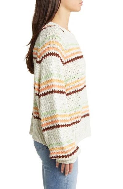 Rip Curl Holiday Tropics Stripe Sweater In Cream