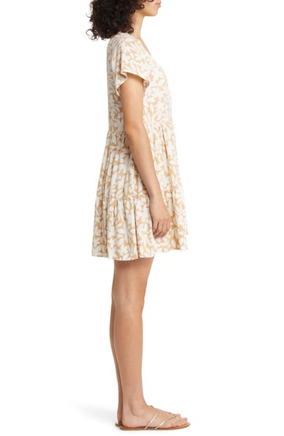 Shop Rip Curl Holiday Tropics Floral Tiered Minidress In Tan