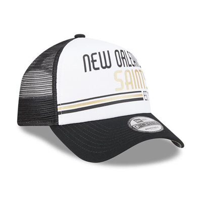 Shop New Era White/black New Orleans Saints Stacked A-frame Trucker 9forty Adjustable Hat