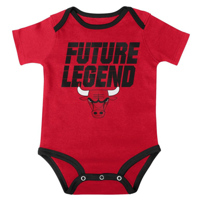 Shop Outerstuff Infant Red/black/gray Chicago Bulls Bank Shot Bodysuit, Hoodie T-shirt & Shorts Set
