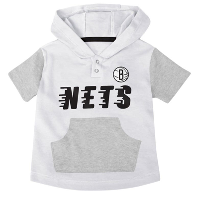 Shop Outerstuff Infant Black/white/gray Brooklyn Nets Bank Shot Bodysuit, Hoodie T-shirt & Shorts Set