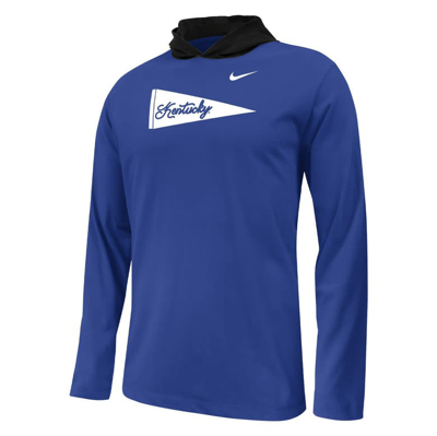 Shop Nike Youth  Royal Kentucky Wildcats Sideline Performance Long Sleeve Hoodie T-shirt