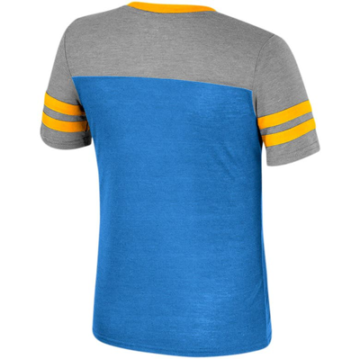 Shop Colosseum Girls Youth  Blue/heather Gray Ucla Bruins Summer Striped V-neck T-shirt