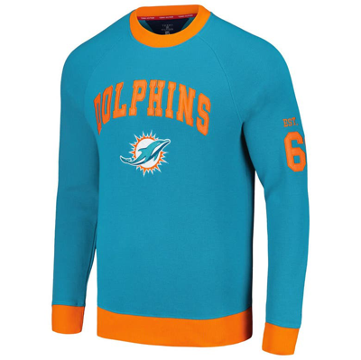 Shop Tommy Hilfiger Aqua Miami Dolphins Reese Raglan Tri-blend Pullover Sweatshirt