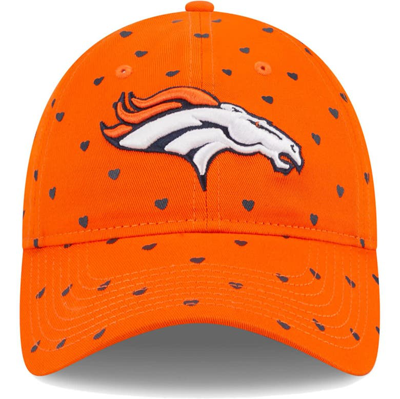 Shop New Era Girls Youth   Orange Denver Broncos Hearts 9twenty Adjustable Hat