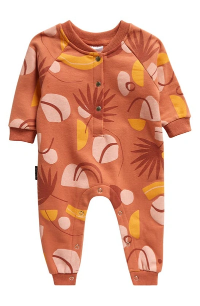 Shop Tiny Tribe Golden Sunset Graphic Romper In Terracotta