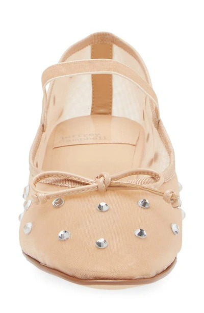 Shop Jeffrey Campbell Releve Crystal Embellished Mary Jane Flat In Natural Mesh Clear Combo