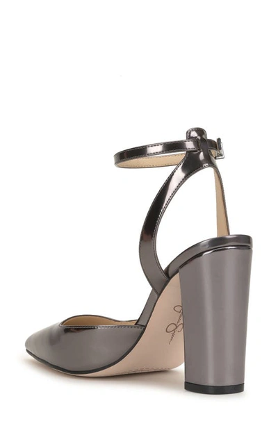 Jessica Simpson Nazela Pointed Toe Ankle Strap Pump In Pewter