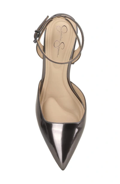 Jessica Simpson Nazela Pointed Toe Ankle Strap Pump In Pewter