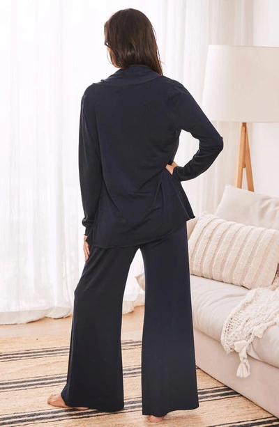 Shop Angel Maternity Street To Home Maternity/nursing Cardigan, Camisole & Pants Set In Navy