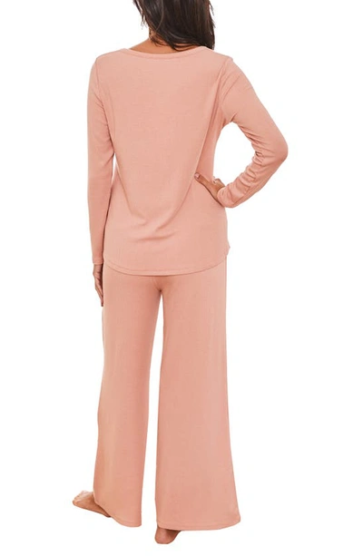 Angel Maternity Isabelle Nursing/maternity Pajamas & Baby Gown Set In Pink