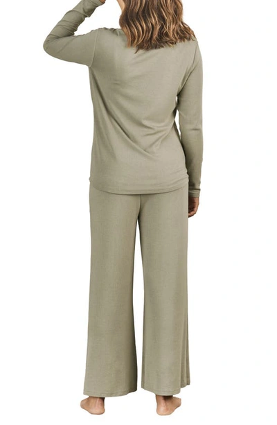 Angel Maternity Isabelle Nursing/maternity Pajamas & Baby Gown Set In Green