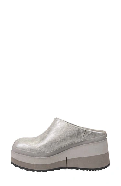 Naked Feet Coach Wedge Mule In Silver