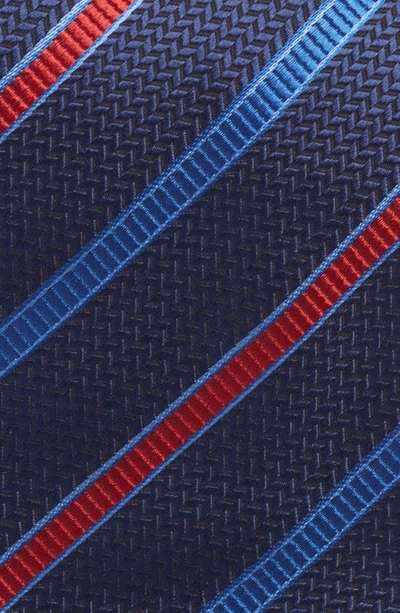 Shop David Donahue Stripe Silk Tie In Navy