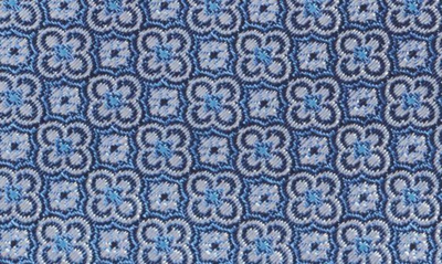 David Donahue Floral Silk Tie In Blue