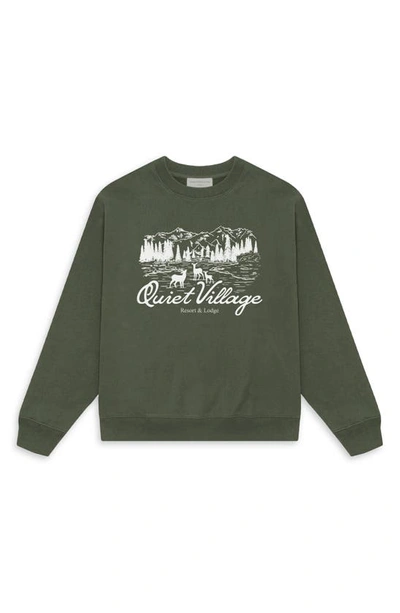 Shop Museum Of Peace And Quiet Quiet Village Crewneck Sweatshirt In Olive