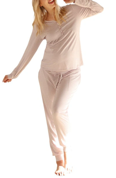 Button Front Maternity & Nursing Pajama Set - Lavender – ANGEL