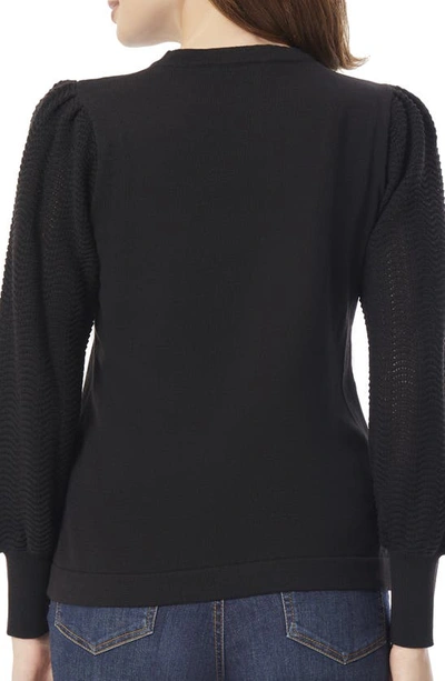 Shop Jones New York Pointelle Sleeve Sweater In Jones Black