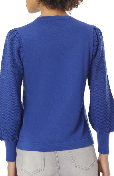 Shop Jones New York Pointelle Sleeve Sweater In Sapphire