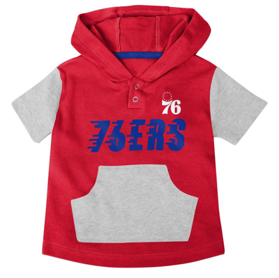 Shop Outerstuff Infant Royal/red/gray Philadelphia 76ers Bank Shot Bodysuit, Hoodie T-shirt & Shorts Set