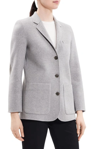 Shop Theory Elbow Patch Wool & Cashmere Jacket In Melange Grey
