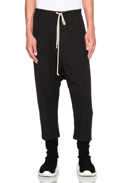 Shop Rick Owens Drawstring Cropped Pants In Black