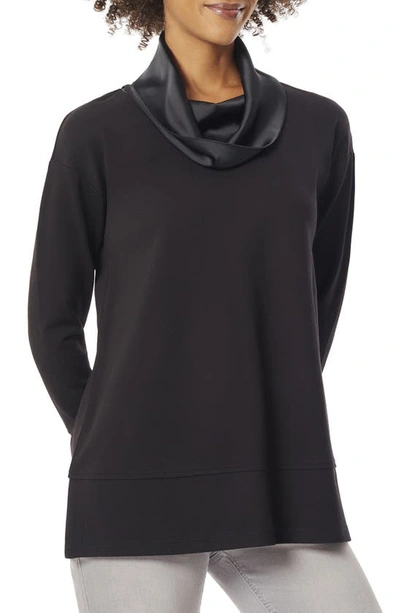 Jones New York Serenity Cowl Neck Mixed Media Sweater In Jones Black