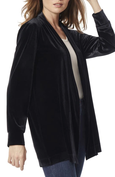 Shop Jones New York Stretch Velvet Open Front Cardigan In Jones Black