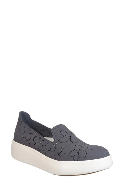 Shop Otbt Coexist Perforated Floral Platform Slip-on Sneaker In Grey
