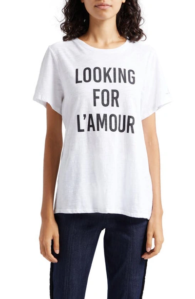 Shop Cinq À Sept Looking For L'amour Graphic T-shirt In White/ Navy