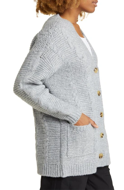 Bp. V-neck Oversize Cardigan In Grey Heather