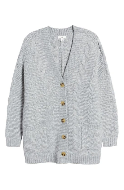 Bp. V-neck Oversize Cardigan In Grey Heather