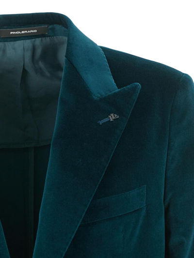 Shop Tagliatore Single-breasted Velvet Jacket In Blue