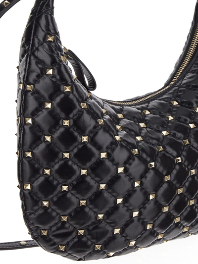 Shop Valentino Rockstud Spike Small Hobo Bag In Black
