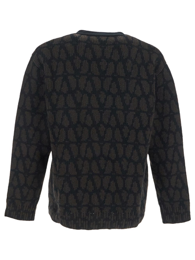 Shop Valentino Toile Iconographe Knit Cardigan In Brown
