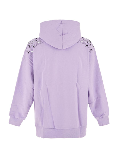 Shop Mcm Cotton Sweatshirt In Lilac
