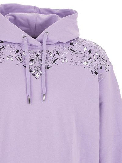Shop Mcm Cotton Sweatshirt In Lilac